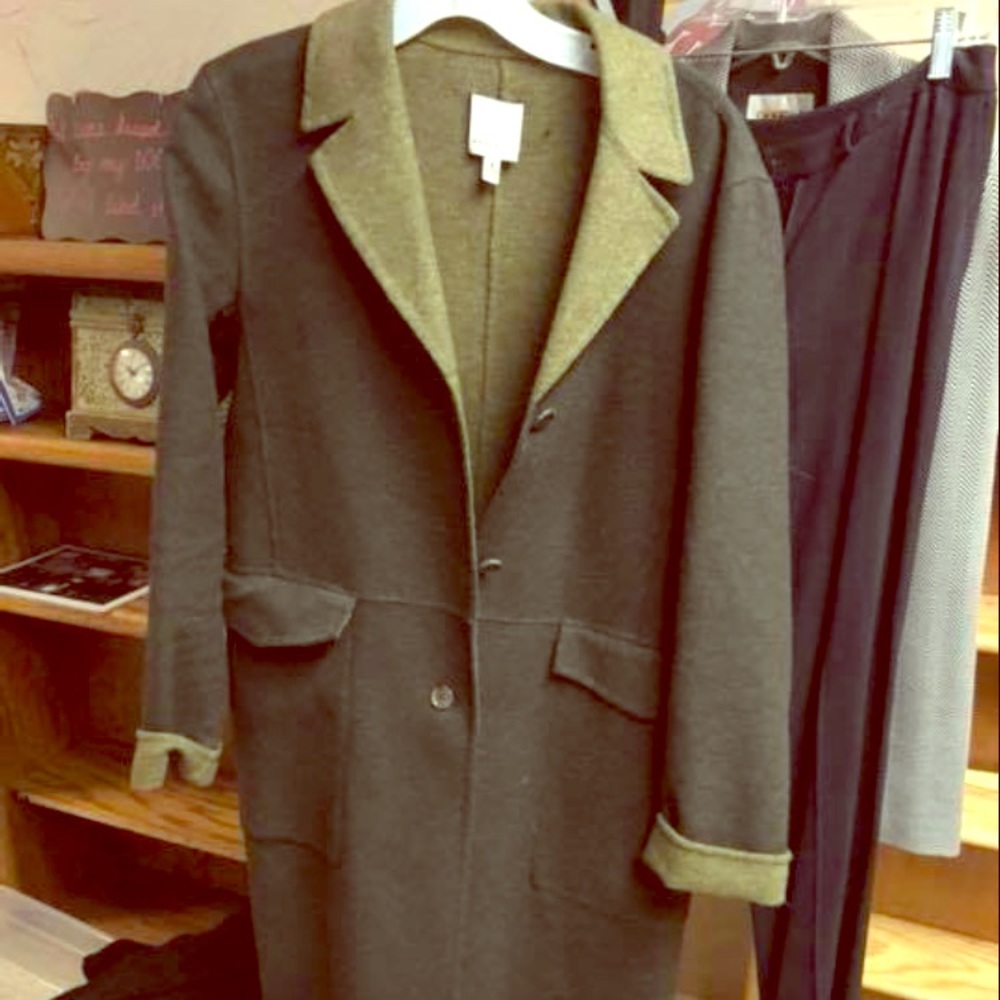 Green Anne Klein wool trench coat